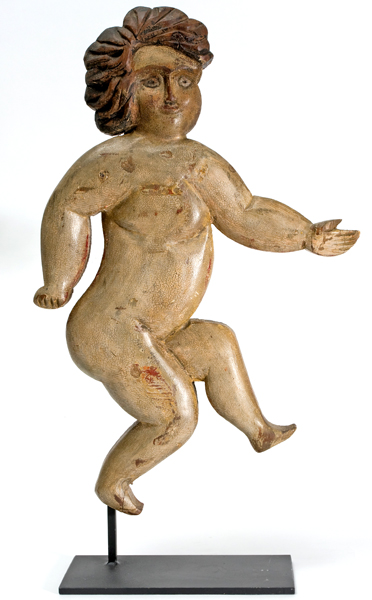 Carved wooden cherub ex. Harvey and Isobel Kahn Collection Carving at the Outsider Folk Art Gallery