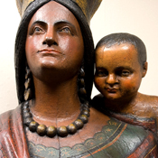 Female figure with child (Cigar Store Indian) at the Outsider Folk Art Gallery