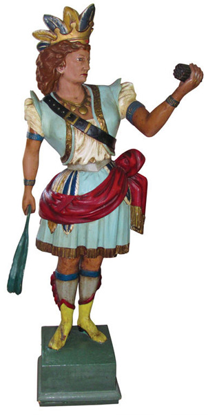 Fine Carved & Painted Wood Cuban Girl Cigar Store Figure 