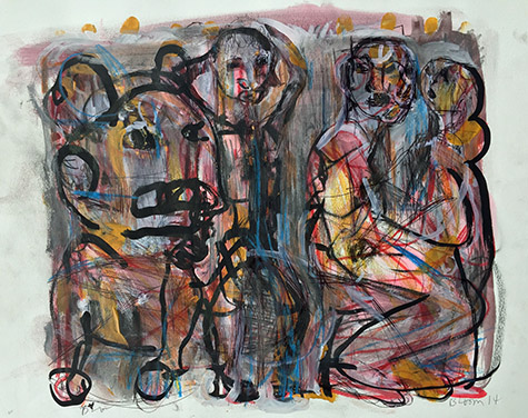Jim Bloom BNG-05 | Mixed media on paper 17 x 14 in. at the Outsider Folk Art Gallery