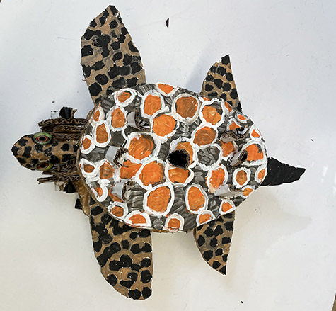 Brent Brown | BRB1006 | Sea Turtle, 2023 | Cardboard, Mixed Media | 16 x 14 x 16 in. at the Outsider Folk Art Gallery