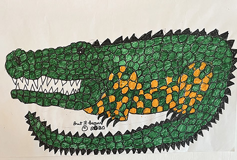 Brent Brown | BRB1014 | Croc, 2020 | 18 x 12 in. at the Outsider Folk Art Gallery