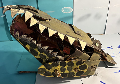 Brent Brown | BRB1018 | Croc Head, 2022 | Cardboard, Mixed Media | 24 x 13 x 10 in. at the Outsider Folk Art Gallery