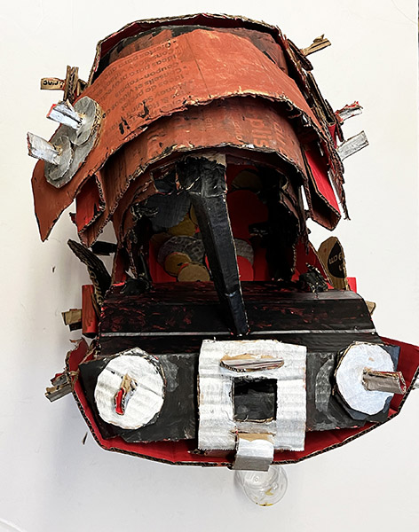 Brent Brown | BRB1022 | Treasure Chest, 2023 | Cardboard, Mixed Media | 17 x 17 x 22 in. at the Outsider Folk Art Gallery