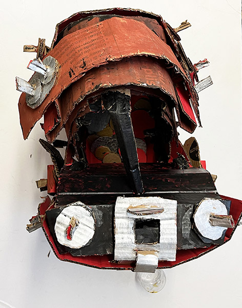 Brent Brown | BRB1022 | Treasure Chest, 2023 | Cardboard, Mixed Media | 17 x 17 x 22 in. at the Outsider Folk Art Gallery
