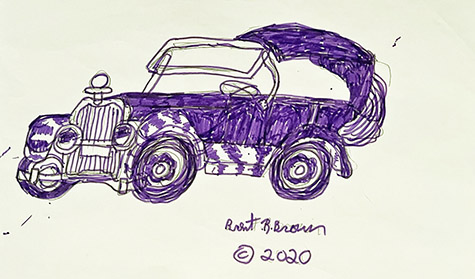 Brent Brown | BRB1079 | Purple Roadster | 14 x 9 in. at the Outsider Folk Art Gallery