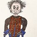 Brent Brown BRB1087 | Alien Sphinz - side 1, Edward Scissorhands - side 2  at the Outsider Folk Art Gallery