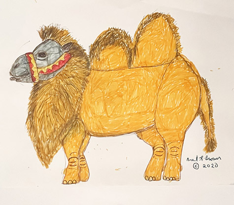 Brent Brown | BRB1092 | Harry the Camel | 14 x 11 in. at the Outsider Folk Art Gallery