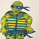 Brent Brown BRB1095 | Terrry the Ninja Turtle Green/Blue Stripes at the Outsider Folk Art Gallery