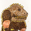 Brent Brown BRB1107 | Rancor (Starwars), side 1 - Striped Grem, side 2 at the Outsider Folk Art Gallery