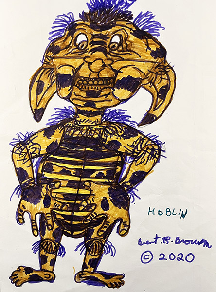 Brent Brown | BRB1119 | Wart the Grem, side 1 - Spider-Man on Window, side 2 | 9 x 12 in. at the Outsider Folk Art Gallery