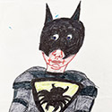 Brent Brown BRB1122 | Side 1 - Batman, Side 2 - Yodas fighting (Star Wars) at the Outsider Folk Art Gallery