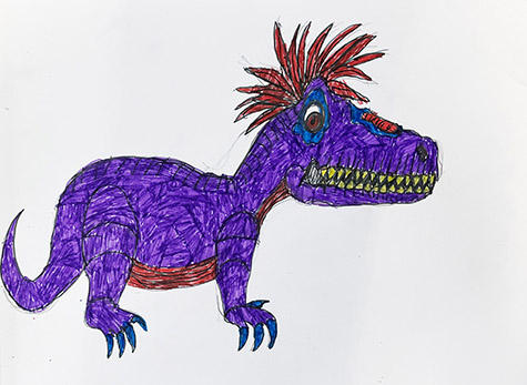 Brent Brown | BRB1141 | Purple Lizard | 12 x 9 in. at the Outsider Folk Art Gallery