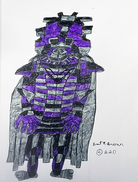 Brent Brown | BRB1143 | Purple grey Fighter (Star Wars)  | Drawing | 9 x 12 in.  at the Outsider Folk Art Gallery