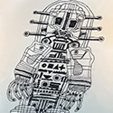 Brent Brown BRB1156 | Black and White Fighter (Star Wars) at the Outsider Folk Art Gallery