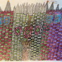 Brent Brown BRB1159 | Colorful Castle (squares) at the Outsider Folk Art Gallery