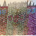 Brent Brown BRB1159 | Colorful Castle (squares) at the Outsider Folk Art Gallery