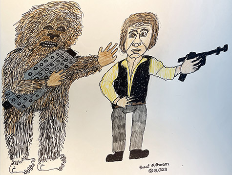 Brent Brown | BRB1166 | Hans Solo and Chewbacca  | Drawing | 28 x 22 in.  at the Outsider Folk Art Gallery