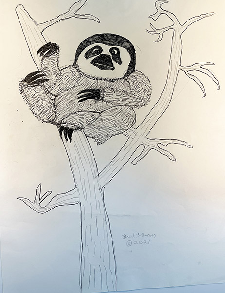 Brent Brown | BRB1168 | Lemur in tree | 22 x 28 in. at the Outsider Folk Art Gallery