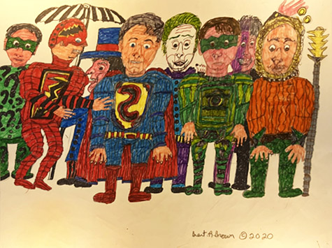 Brent Brown | BRB1177 | Superheroes | Drawing | 28 x 22 in. at the Outsider Folk Art Gallery