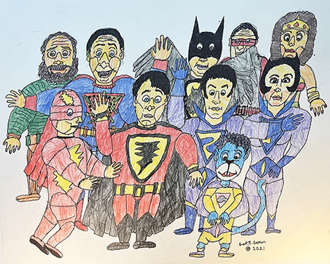 Brent Brown | BRB1188 | Justice League - DC | Drawing | 28 x 22 in. at the Outsider Folk Art Gallery