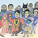 Brent Brown Drawings DC Comics Menu at the Outsider Folk Art Gallery