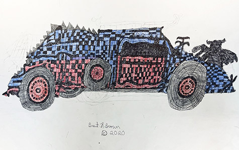 Brent Brown | BRB1210 | Transition Car | 28 x 22 in. at the Outsider Folk Art Gallery