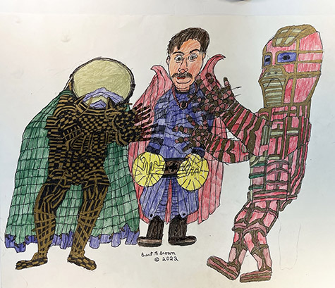 Brent Brown | BRB1223 | Marvel Team | 28 x 22 in.  at the Outsider Folk Art Gallery