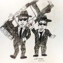 Brent Brown BRB1246 | Blues Bros (B&W) - side 1, Unfinished men - side 2 at the Outsider Folk Art Gallery