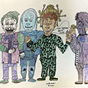 Brent Brown BRB1248 | Brain Drain Gang (Joker, The Riddler, Mr. Freeze, Two-Face) at the Outsider Folk Art Gallery
