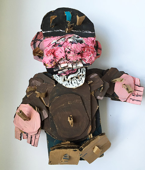 Brent Brown | BRB228 | Recreature, 2016 | Cardboard, Mixed Media, 23 x 21 x 8 in. (58.4 x 53.3 x 20.3 cm) at the Outsider Folk Art Gallery