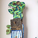 Brent Brown BRB250 | Blue Stripe (Reptile Rex series from Dark Crystal), at the Outsider Folk Art Gallery