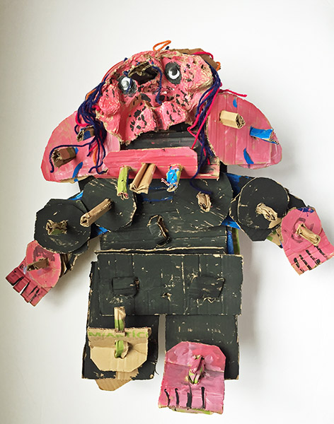 Brent Brown | BRB252 | Troy the Goblin  | Cardboard, Mixed Media, 24 x 25 x 7 in. at the Outsider Folk Art Gallery