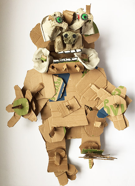 Brent Brown | BRB260 | Ingenuity | Cardboard, Mixed Media, 25 x 25 x 11 in. at the Outsider Folk Art Gallery