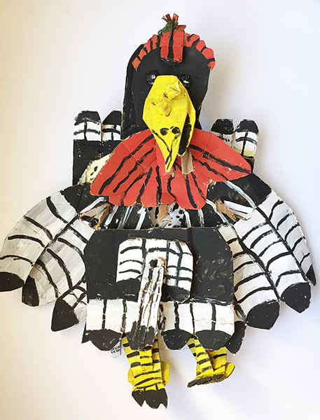 Brent Brown | BRB276 | Tom the Turkey | Cardboard, Mixed Media, 30 x 25 x 7 in. (76.2 x 63.5 x 17.8 cm) at the Outsider Folk Art Gallery