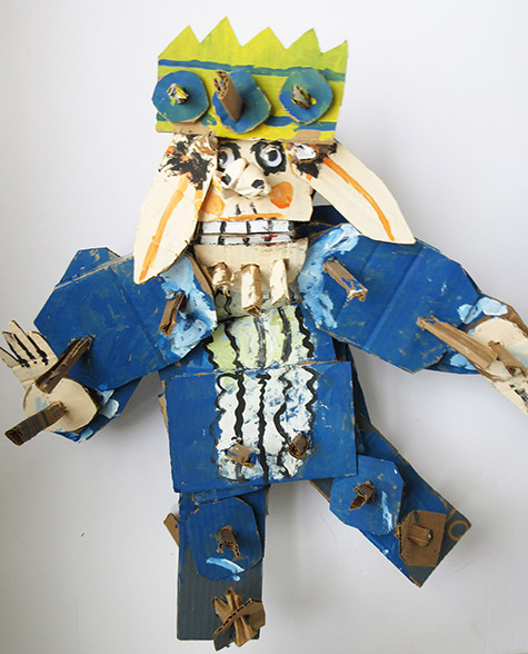 Brent Brown | BRB306 | Elf King, 2017 | Cardboard, Mixed Media | 21 x 22 x 7 in. (53.3 x 55.9 x 17.8 cm) at the Outsider Folk Art Gallery