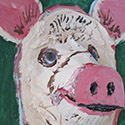 Brent Brown | BRB309 | Sweet Piggy, 2017 | Paint & collage on canvas panel | 11 x 14 x 3 in. (27.9 x 35.6 x 7.6 cm)