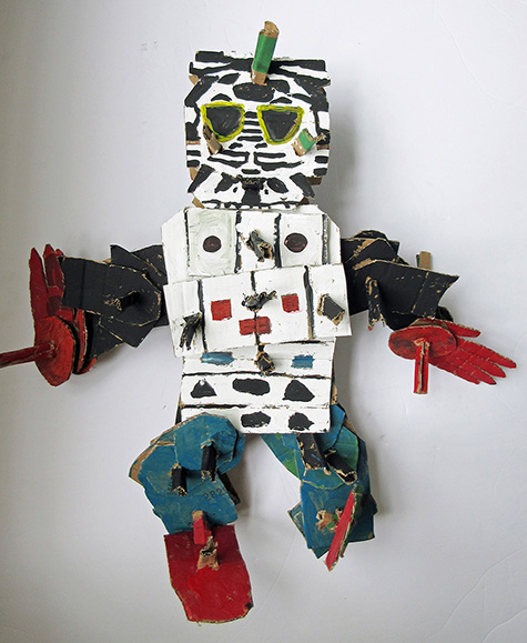 Brent Brown | BRB405 | Sworn Trooper Walker, 2017 | Cardboard, Mixed Media | 28 x 35 x 6 in. (71.1 x 88.9 x 15.2 cm) at the Outsider Folk Art Gallery