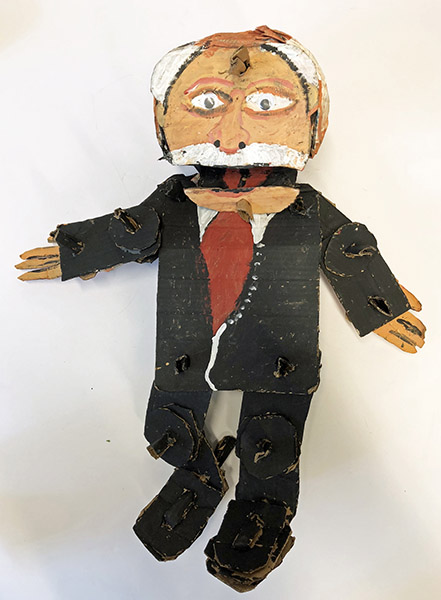 Brent Brown | BRB497 | Waldorf (The Muppets), 2018   | 
	 Cardboard, Mixed Media, on Canvas | 21 x 25 x 7 in. at the Outsider Folk Art Gallery