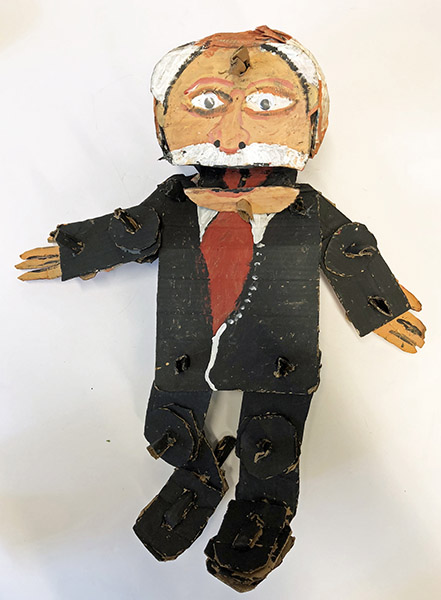 Brent Brown | BRB497 | Waldorf (The Muppets), 2018   | 
	 Cardboard, Mixed Media, on Canvas | 21 x 25 x 7 in. at the Outsider Folk Art Gallery