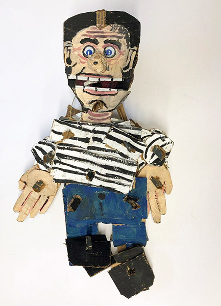 Brent Brown | BRB554 | Gordy, 2019   | 
	 Cardboard, Mixed Media | 25 x 26 x 7 in. at the Outsider Folk Art Gallery