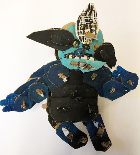 Brent Brown | BRB564 | Ted the Grem, 2019   | 
	 Cardboard, Mixed Media | 16 x 18 x 8 in. at the Outsider Folk Art Gallery