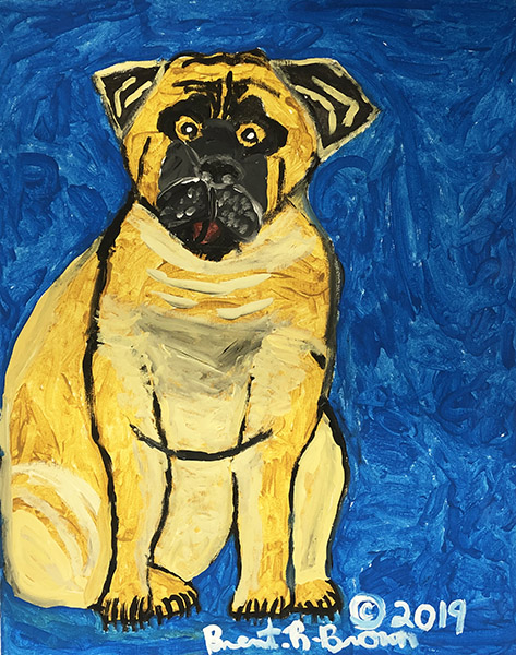 Brent Brown | BRB594 | Bull Mastiff, 2019 | 
	 Paint on canvas | 16 x 20 in. at the Outsider Folk Art Gallery