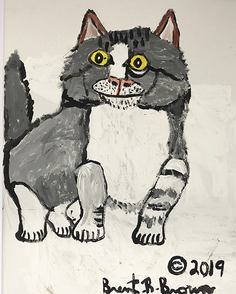 Brent Brown | BRB595 | Trix the Cat, 2019 | 
	 Paint on canvas | 16 x 20 in. at the Outsider Folk Art Gallery
