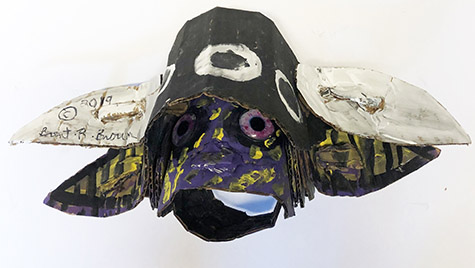 Brent Brown | BRB609 | Viking Grem, Jr., 2019 | 
	 Cardboard, Mixed Media, 12 x 6 x 6 in. at the Outsider Folk Art Gallery