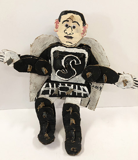 Brent Brown | BRB616 | Superman, 2019  | Cardboard, Mixed Media | 28 x 27 x 7 in. at the Outsider Folk Art Gallery