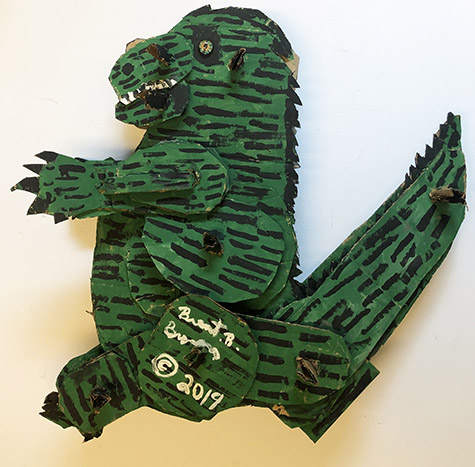 Brent Brown | BRB640 | Godzilla Grem, 2019 | 
	 Cardboard, Mixed Media | 24 x 22 x 7 in. at the Outsider Folk Art Gallery