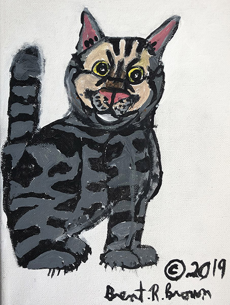 Brent Brown | BRB656 | Kitty, 2019 | 
	 Paint on canvas | 8 x 10 in. at the Outsider Folk Art Gallery