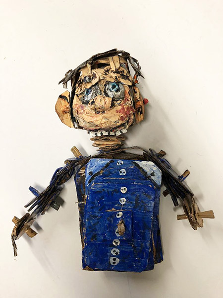 Brent Brown | BRB719 | Josh, 2020  | 
	 Cardboard, Mixed Media | 17 x 20 x 10 in. at the Outsider Folk Art Gallery