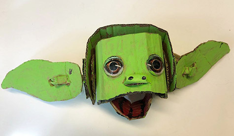 Brent Brown | BRB761 | Free Yoda, 2020  | Paint on cardboard | 22 x 7 x 7 in. at the Outsider Folk Art Gallery